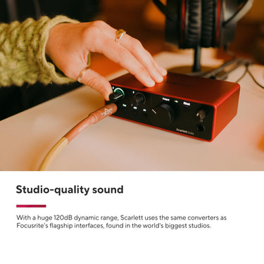 Focusrite Scarlett Solo Studio 4th Gen Audio Interface Bundle with Mic, Headphones
