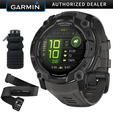 Garmin Instinct 3 50mm Outdoor GPS Smartwatch, AMOLED, Black w/ HRM 200 (XS-S) Bundle