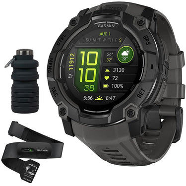 Garmin Instinct 3 50mm Outdoor GPS Smartwatch, AMOLED, Black w/ HRM 200 (XS-S) Bundle