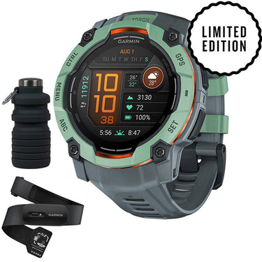 Garmin Instinct 3 50mm Outdoor GPS Smartwatch, AMOLED w/ HRM 200 (M-XL) Bundle