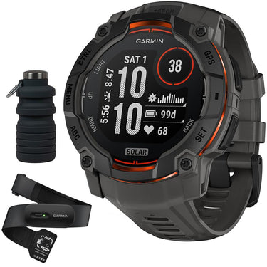 Garmin Instinct 3 50mm Outdoor GPS Smartwatch, SOLAR, Black w/ HRM 200 (M-XL) Bundle