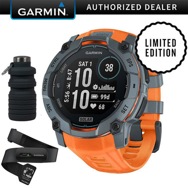 Garmin Instinct 3 50mm Outdoor GPS Smartwatch, SOLAR, Twilight w/ HRM 200 (XS-S) Bundle