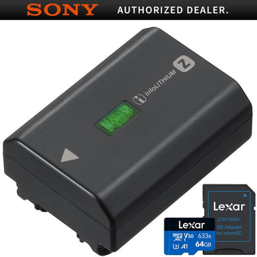 Sony NPFZ100 Z-series Rechargeable Battery Pack f/ a9 a7R III a7III w/ 64GB Card