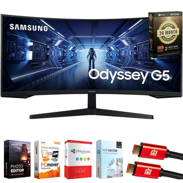 Samsung 34" Odyssey G55T WQHD 165Hz Curved Gaming Monitor + 26 Months Protection Bundle