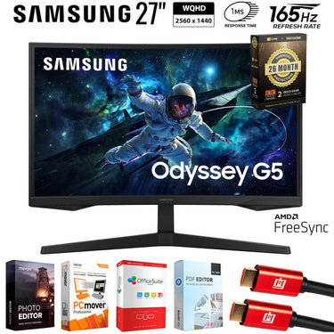 Samsung 27" Odyssey G55C QHD 1000R Curved Gaming Monitor + 26 Months Protection Bundle