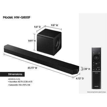 Samsung HW-Q800F 5.1.2ch Dolby ATMOS Soundbar System w/ Q-Symphony