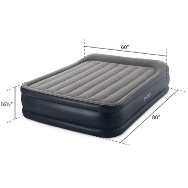 Intex Dura-Beam Plus Deluxe Pillow Rest Air Mattress, 16.5in Bed Height, Queen Size