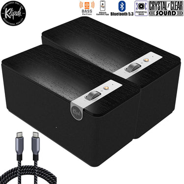 Klipsch The One Plus Premium Bluetooth Speaker (Pair) + Braided USB-C to C Cable