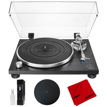 Audio-Technica AT-LPW30BKR Fully Manual Belt-Drive Turntable w/ Accessories Bundle