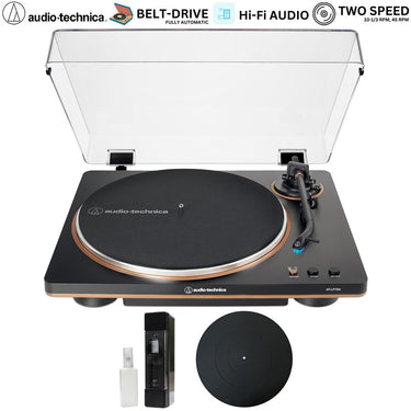 Audio-Technica Fully Automatic Belt-Drive Turntable, Black/Bronze w/ Accessories Bundle
