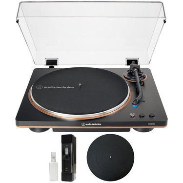 Audio-Technica Fully Automatic Belt-Drive Turntable, Black/Bronze w/ Accessories Bundle