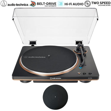 Audio-Technica Fully Automatic Belt-Drive Turntable, Black/Bronze w/ 12" Rubber Mat Bundle