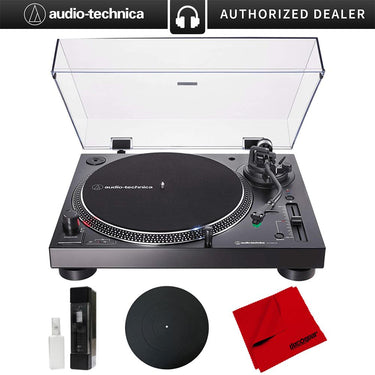 Audio-Technica AT-LP120XBT-USB-BK Wireless Direct-Drive Turntable, Black w/ Accessories Bundle