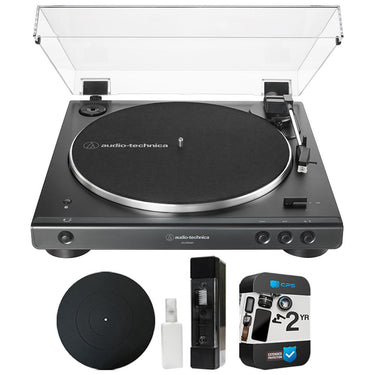 Audio-Technica AT-LP60XBT-BK Belt-Drive Turntable + Mat, Cleaning & 2Yr Warranty