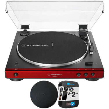 Audio-Technica AT-LP60XBT-RD Belt-Drive Bluetooth Turntable + Mat & 2Yr Warranty