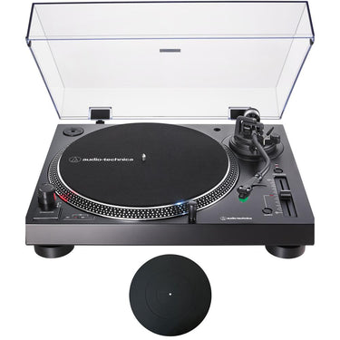 Audio-Technica Direct-Drive Turntable Analog & USB (Black) w/ 12" Platter Mat Bundle
