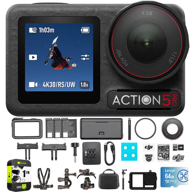 DJI CP.OS.00000378.01 Osmo Action 5 Pro Adventure Combo w/ Action Accessories Bundle