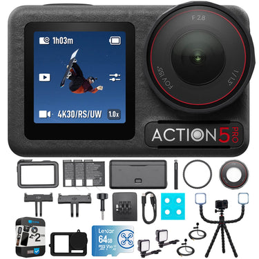 DJI Osmo Action 5 Pro Adventure Combo w/ Vlogging Accessories Bundle
