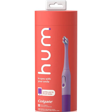 Colgate Hum Smart Battery Power Toothbrush w/ Sonic Vibrations and Travel Case - Purple