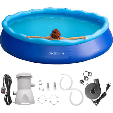Deco Home 12FT x 30IN Inflatable Pool + Filter & Air Compressor Open Box + 1 Year Warranty