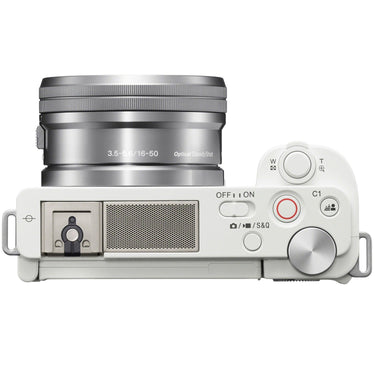 Sony  ZV-E10 Mirrorless Vlog Camera White + 16-50mm Lens + ACCVC2 Vlogger Bundle