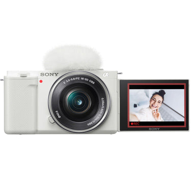 Sony  ZV-E10 Mirrorless Vlog Camera White + 16-50mm Lens + ACCVC2 Vlogger Bundle