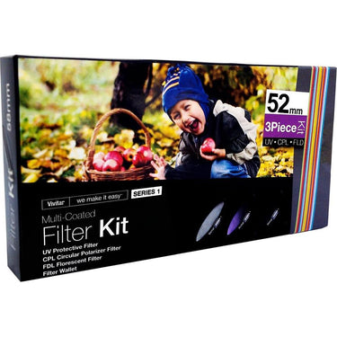 Vivitar 52mm UV, Polarizer & FLD Deluxe Filter Kit (Set of 3 + Carrying Case)