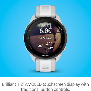 Garmin Forerunner 165 Smart Sport Watch, Mist Gray + Whitestone