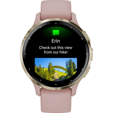 Garmin Venu 3S Health Fitness GPS Smartwatch Gold Steel Bezel w/ Dust Rose Case (41mm)