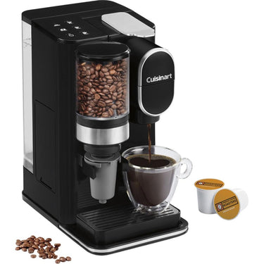 Cuisinart Single Serve Coffee Maker & Coffee Grinder, Black, Factory Refurbished