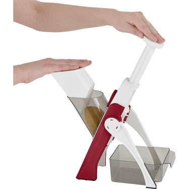 Dash Safe Slice Mandoline Slicer, Dicer for Vegetables with Thickness Adjuster -Red