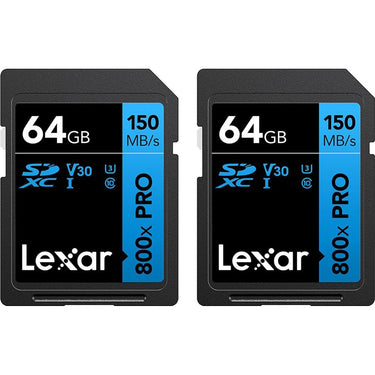 Lexar High-Performance 800x PRO BLUE Series 64GB SDXC Memory Card, 2 Pack