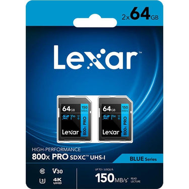 Lexar High-Performance 800x PRO BLUE Series 64GB SDXC Memory Card, 2 Pack