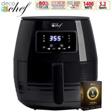 Deco Chef Digital 5.8QT Electric Air Fryer Black Open Box with 1 Year Warranty