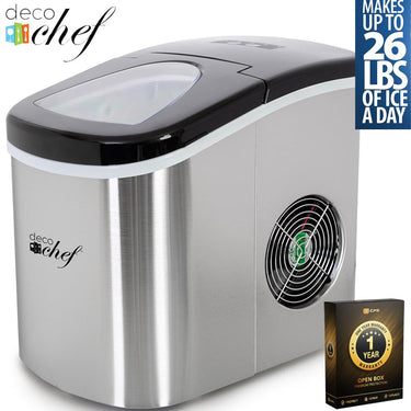 Deco Chef Ice Maker Compact 26Lbs/Day Stainless Steel Open Box + 1 Year Warranty