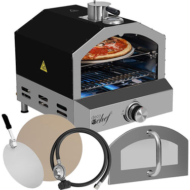 Deco Chef 2-in-1 Propane Gas Pizza Oven & Grill Black Open Box + 1 Year Warranty