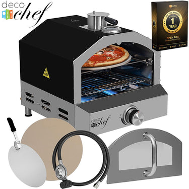 Deco Chef 2-in-1 Propane Gas Pizza Oven & Grill Black Open Box + 1 Year Warranty