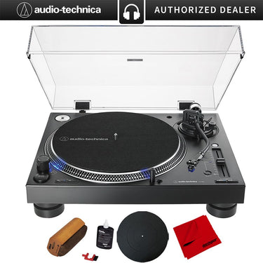 Audio-Technica AT-LP140XP Direct-Drive Professional DJ Turntable - (Black) + Mat + Cleaning Kit