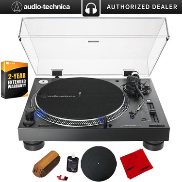 Audio-Technica AT-LP140XP Direct-Drive Professional DJ Turntable Black +Mat + 2YR Warranty Pack