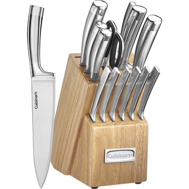 Cuisinart 15 Piece Stainless Steel Cutlery Knife Set with Wood Block (C99SS-15P)