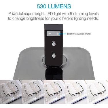 Tenergy 7W Dimmable Adjustable LED Desk Lamp, 530 Lumens with 5 Dimming Levels