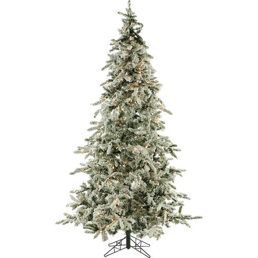 Fraser Hill Farm 9 Ft. Flocked Mountain Pine w/ Smart String Lighting Open Box +1 Year Warranty