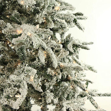 Fraser Hill Farm 9 Ft. Flocked Mountain Pine w/ Smart String Lighting Open Box +1 Year Warranty