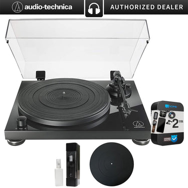 Audio-Technica AT-LPW50PB Fully Manual Belt-Drive Turntable w/ 2Yr Warranty Bundle
