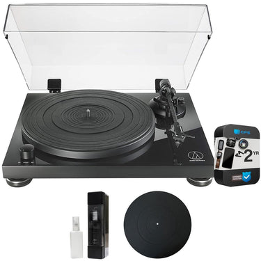 Audio-Technica AT-LPW50PB Fully Manual Belt-Drive Turntable w/ 2Yr Warranty Bundle