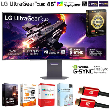 LG 45" UltraGear 1440p OLED Curved Gaming Monitor + 26 Months Protection Bundle