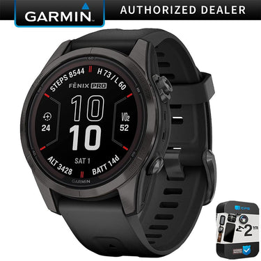 Garmin fenix 7S Pro Solar, Sapphire, Carbon Gray DLC Titanium, Black + 2 Year Warranty