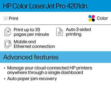Hewlett Packard LaserJet Pro 4201dn Laser Color Printer (4RA85F) - Open Box