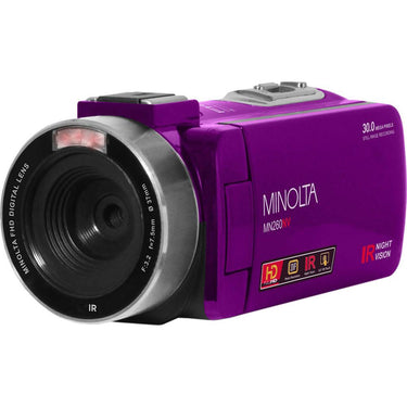 Minolta MN260NV 1080P FHD / 30 MP Night Vision Camcorder; Purple - Open Box