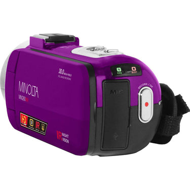 Minolta MN260NV 1080P FHD / 30 MP Night Vision Camcorder; Purple - Open Box